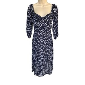 Trixxi Midi Floral Dress Navy Prairie Peasant Earthy Wanderlust Farmcore Size Sm